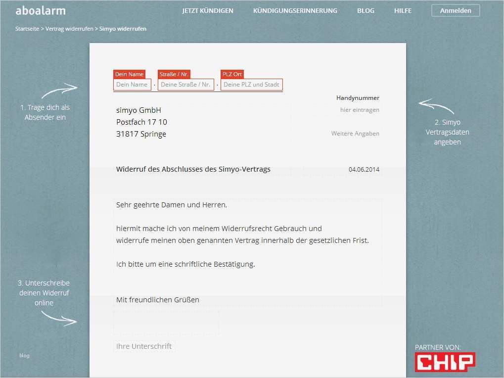 1und1 Widerruf Vorlage Genial Simyo Widerruf Vorlage Download Chip