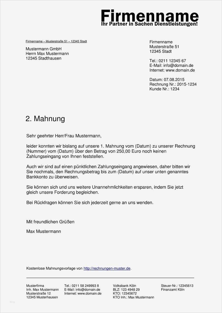 2 Mahnung Vorlage Elegant Mahnung Vorlagen Kostenlose Vorlagen Für Mahnungen