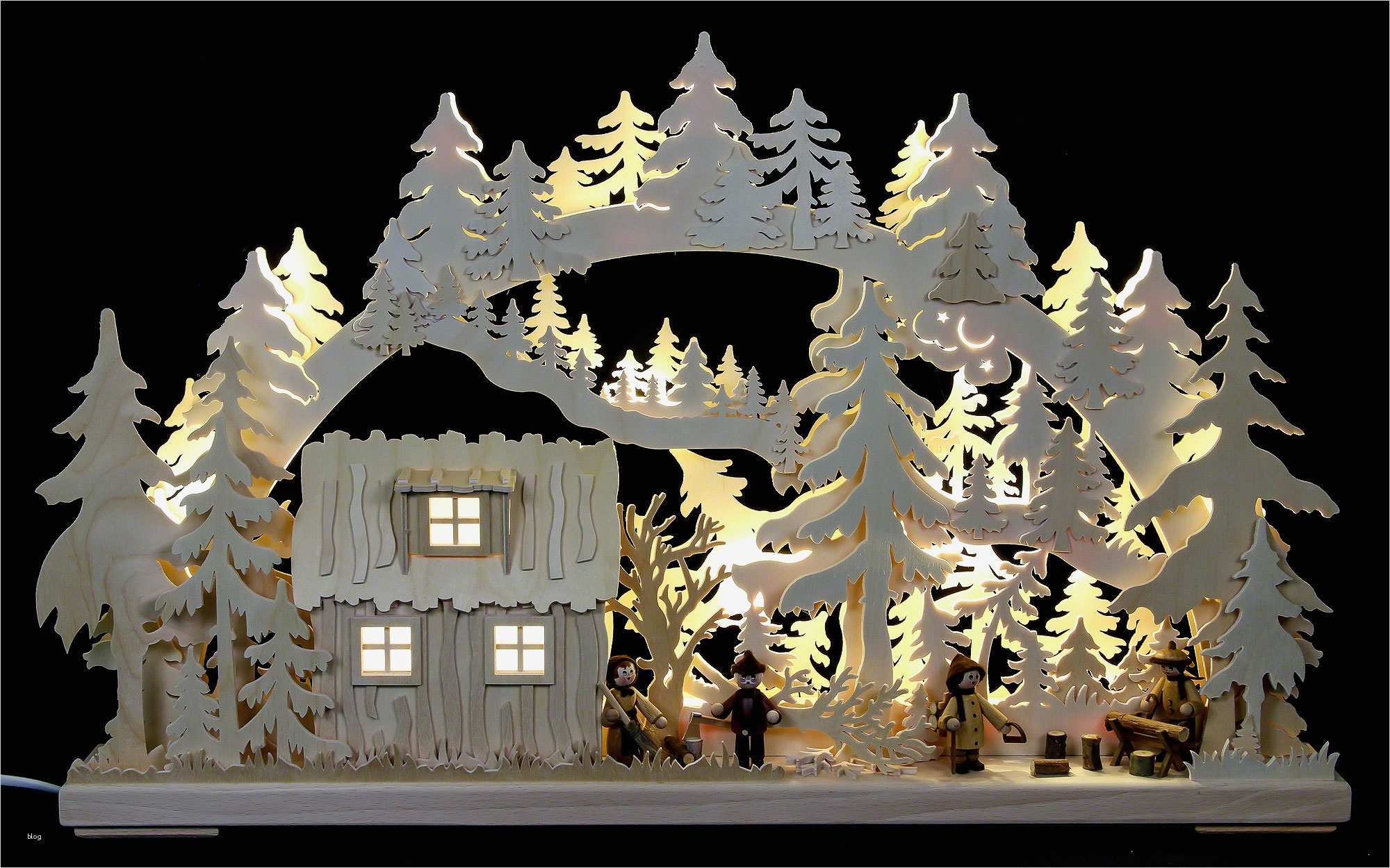 3d Schwibbogen Vorlagen Kostenlos Schön 3d Schwibbogen Blockhütte Mit Waldarbeitern 62×38×8 Cm