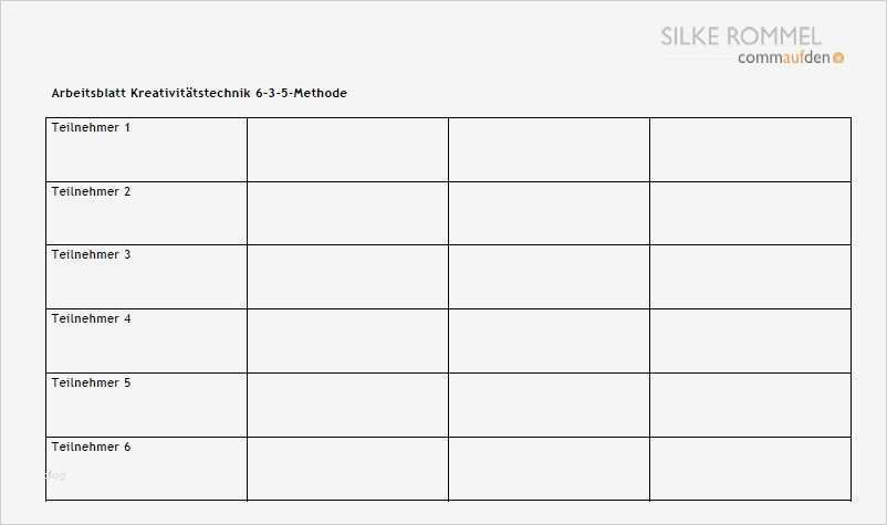 6 3 5 Methode Vorlage Erstaunlich Kreativitätstechnik 6 3 5 Methode Silke Rommel