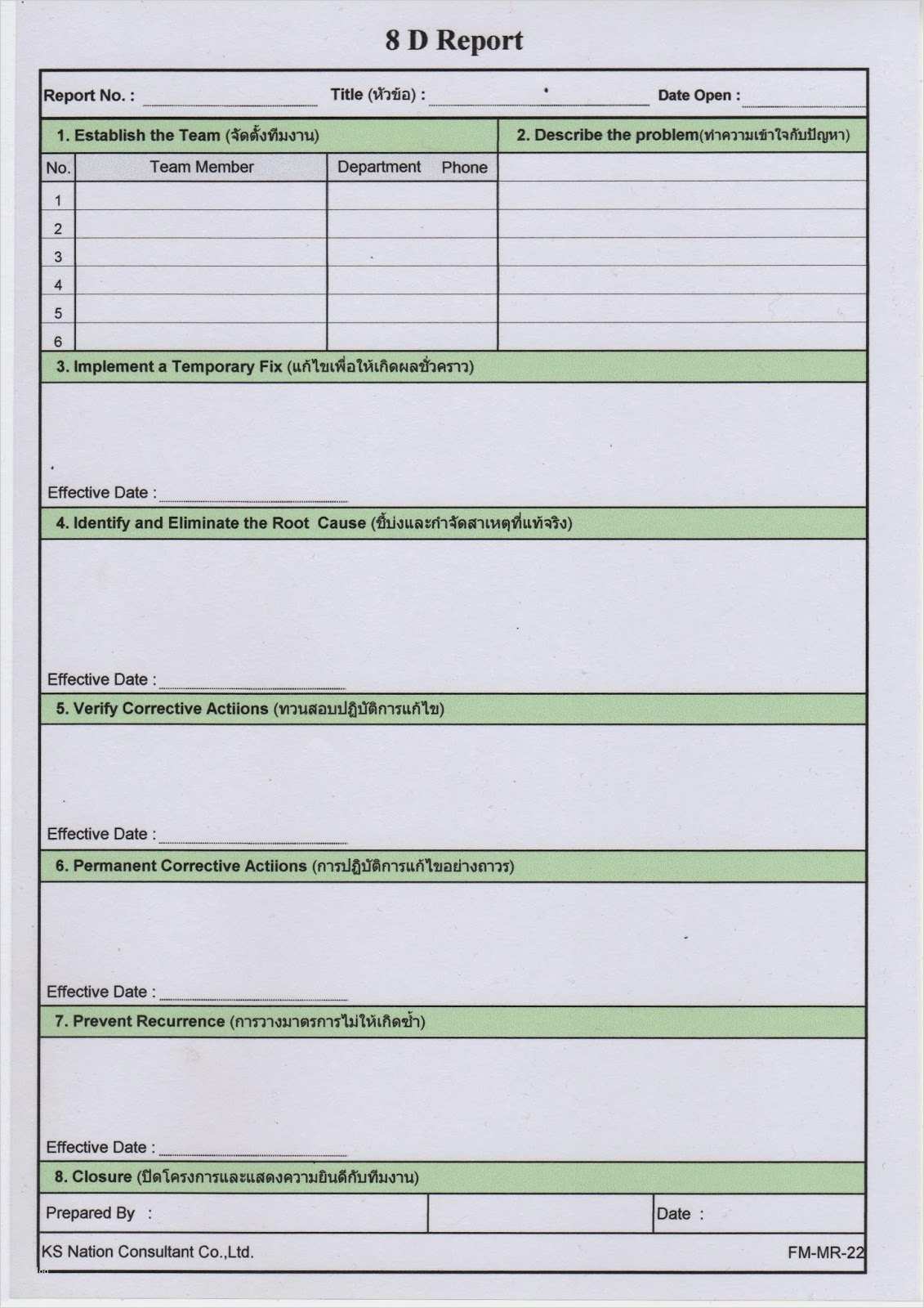 22+ Listen von Vorlage 22D Report: The objective is to face the Regarding 8d Report Template Xls