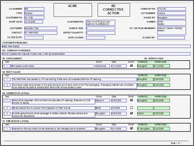 8d Report Vorlage Xls Beste 8d Report format Template 28 Images 圖片標題 8d Report