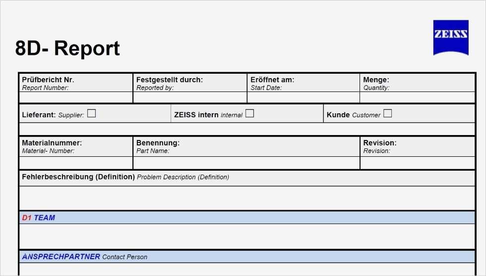 8d Report Vorlage Xls Hübsch Zeiss 8d Report for Suppliers