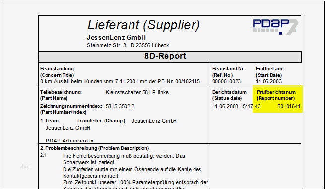 8d Report Vorlage Xls Schön 8d Report Nach Vda Qmc Mit Prüfberichtsnummer Des Kunden
