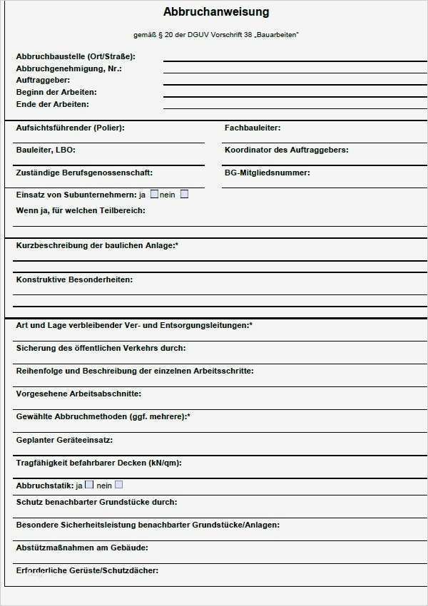 Abbruchanweisung Vorlage Cool Berühmt Excel Arbeitsauftrag Vorlage Ideen Ideen