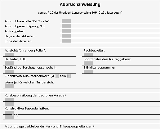 Abbruchanweisung Vorlage Gut Abbruchanweisung sofort Download