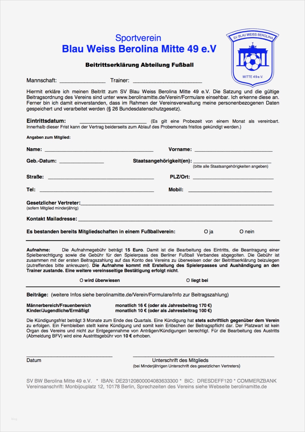 Abmeldung Fußballverein Vorlage Schön Home Berolina Mitte