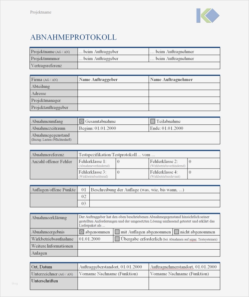 Abnahmeprotokoll Vorlage Word Inspiration atemberaubend Projektblatt Vorlage Galerie Beispiel