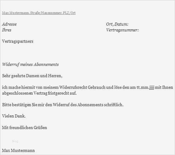 Abo Kündigung Vorlage Word Wunderbar Muster Kündigungsschreiben Abo Zum Download