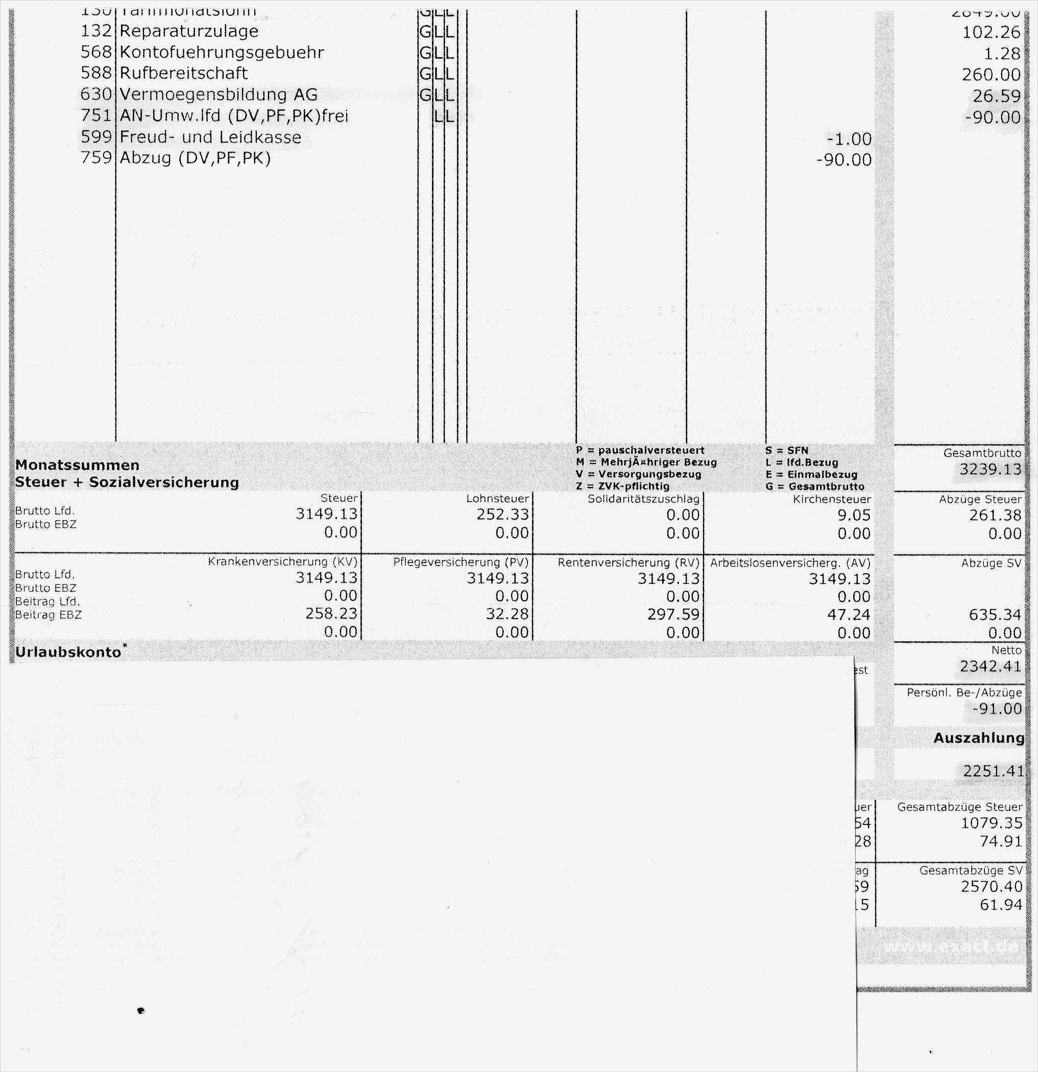 Abrechnung Der Brutto Netto Bezüge Vorlage Großartig Lohnabrechnung Pensionskasse Brutto Netto Abzüge Brutto