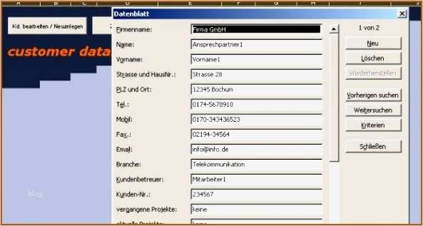 Access Vorlagen Adressverwaltung Fabelhaft 16 Kundendatenbank Excel Vorlage Kostenlos Vorlagen123