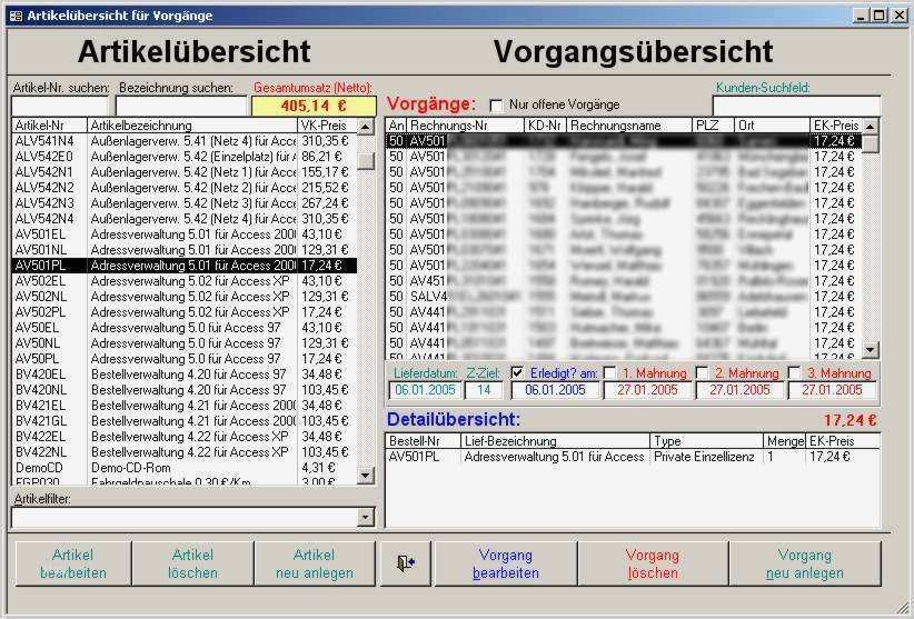 Access Vorlagen Adressverwaltung Neu Jj software Bestellverwaltung Bestellen Bestell