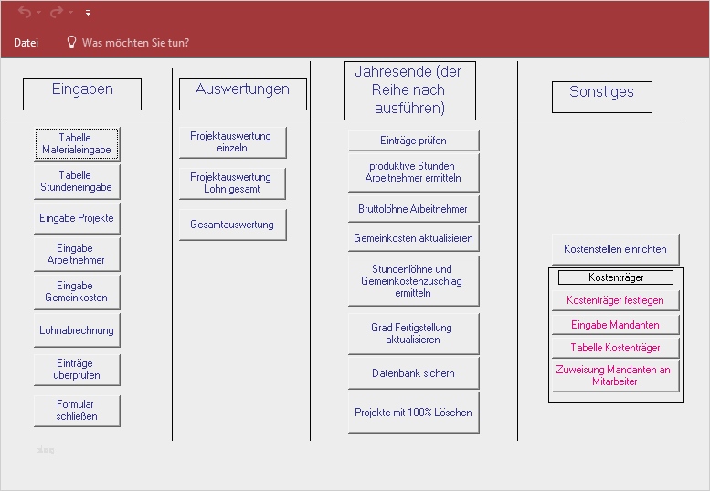 Access Vorlagen Gut Access tool Kostenrechnung Für Steuerberater Und