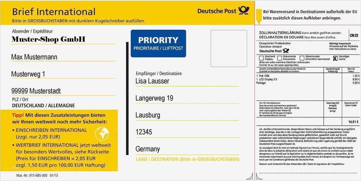 Adressaufkleber Vorlage Fabelhaft Deutsche Post – Brief International Support Das