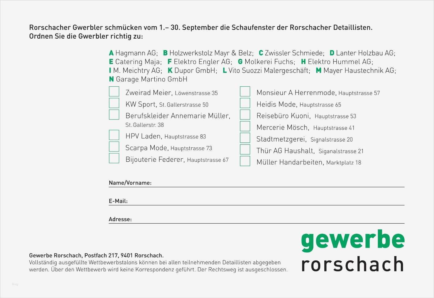 Adresse Drucken Vorlage Erstaunlich Start Zum Schaufenster Wettbewerb In Rorschach
