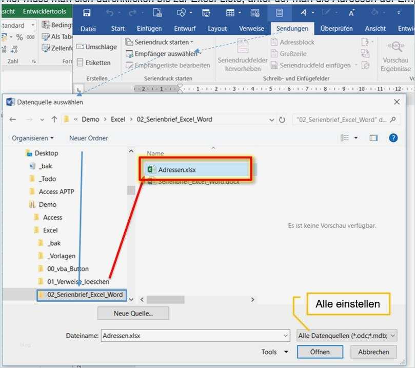 Word Anleitung Serienbriefe erstellen mit Adressen aus