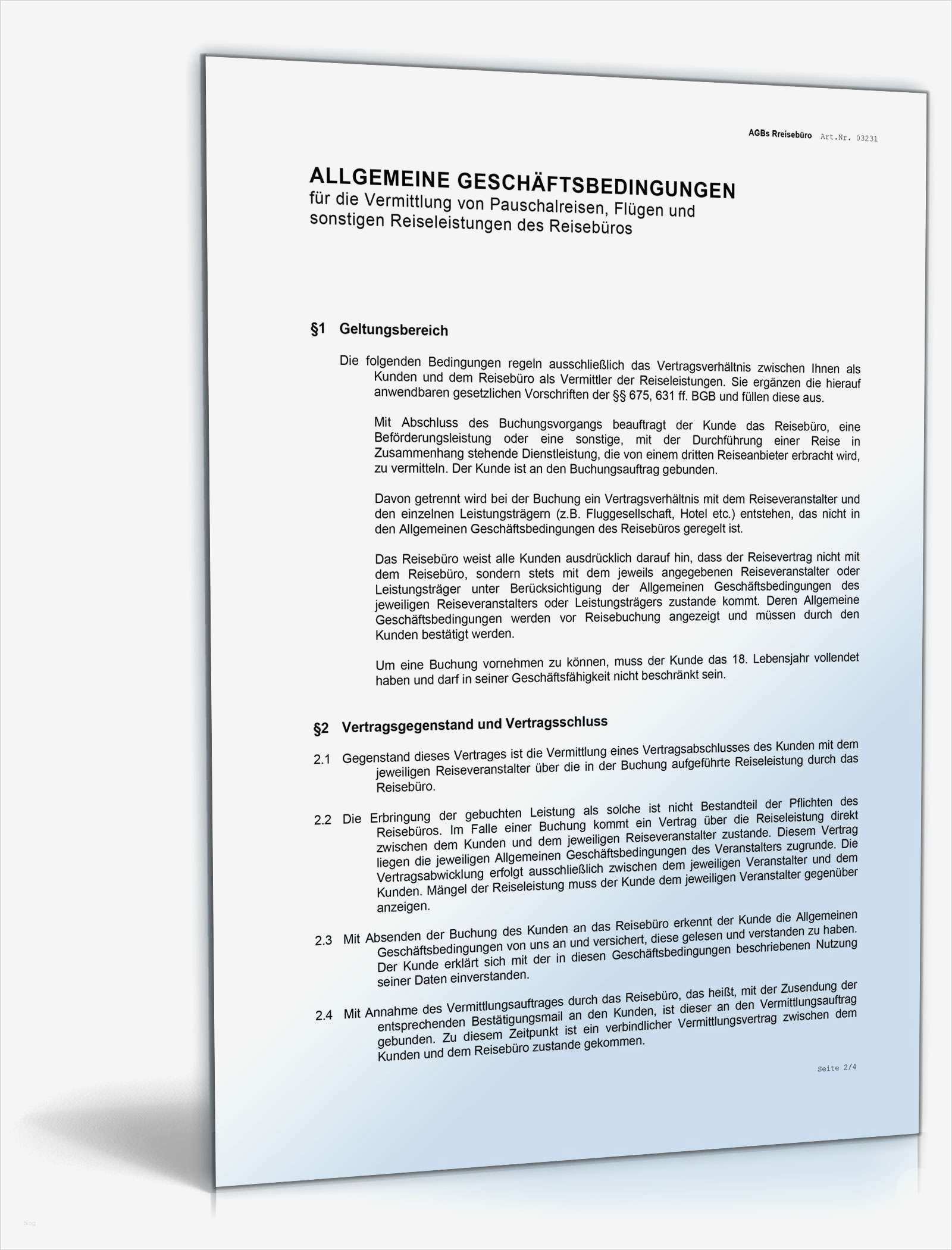 Agb Vorlage Kostenlos Genial Agb Reisebüro