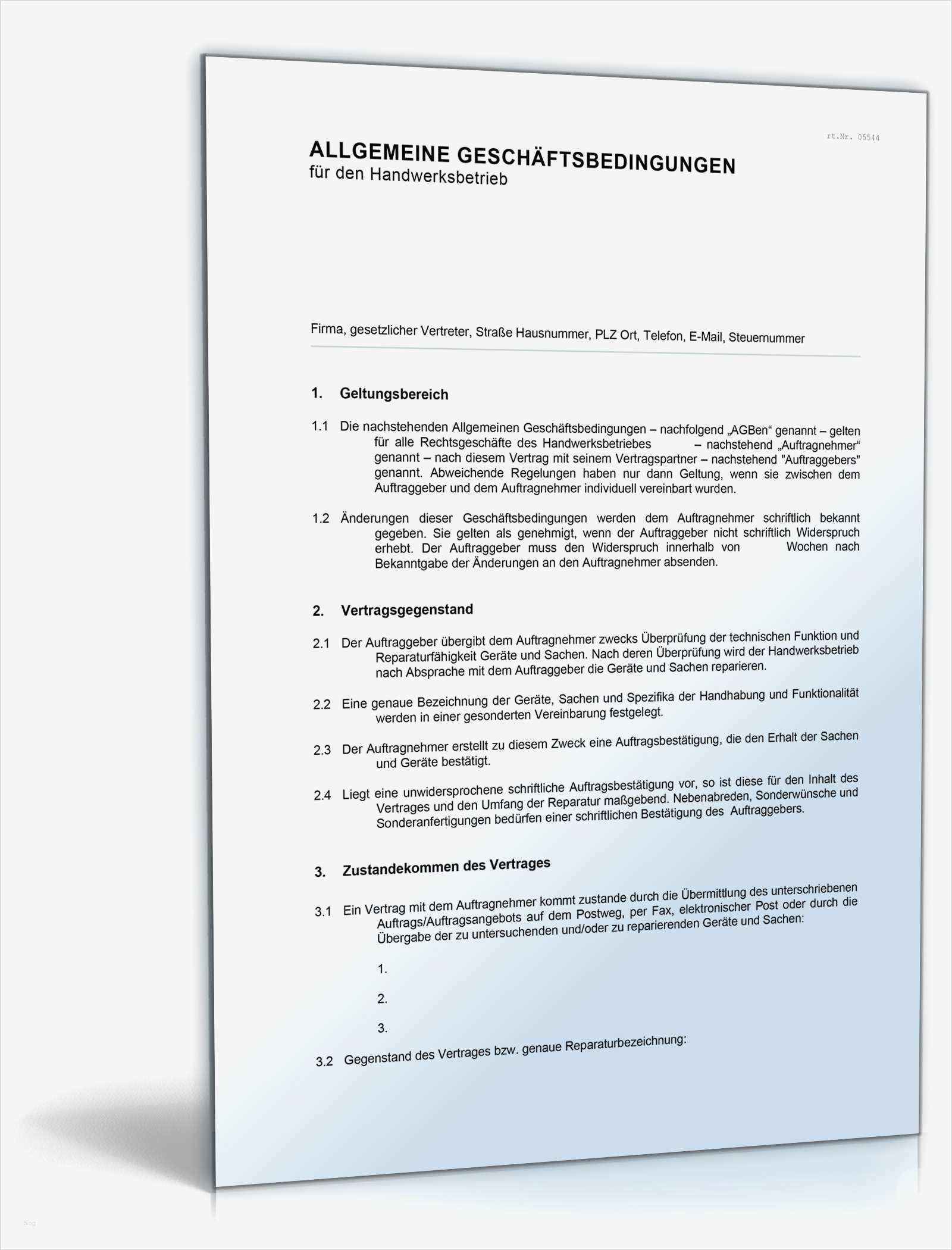 Agb Vorlage Kostenlos Großartig Agb Handwerker