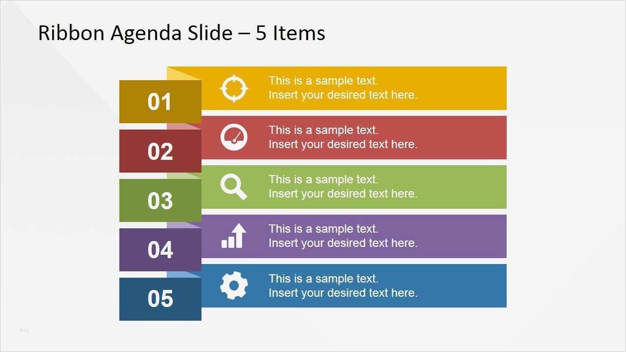 Agenda Powerpoint Vorlage Luxus 5 Items Ribbon Agenda Slide Template for Powerpoint