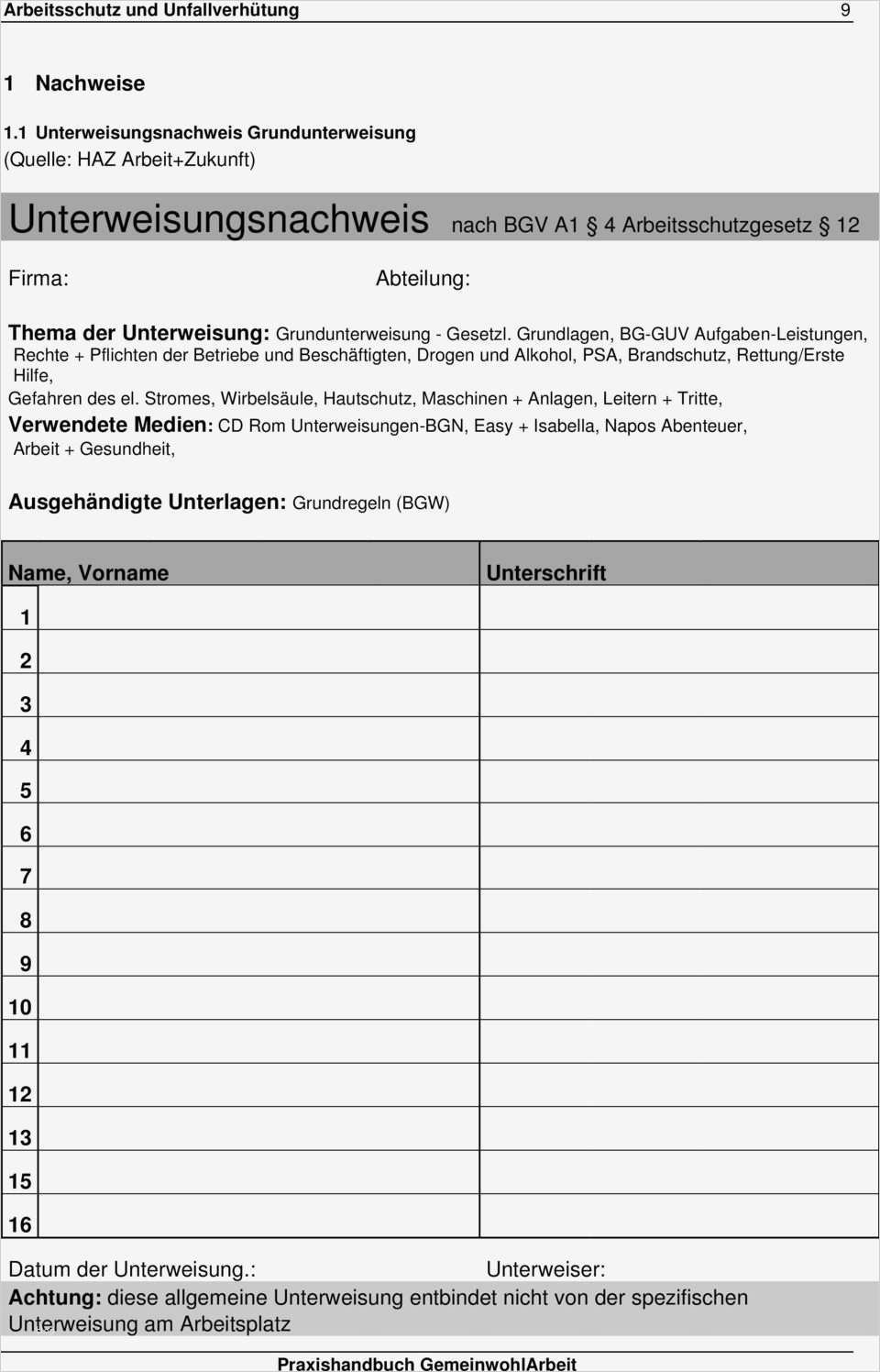 Allgemeine Sicherheitsunterweisung Vorlage Großartig Arbeitsschutz Und Unfallverhütung Pdf