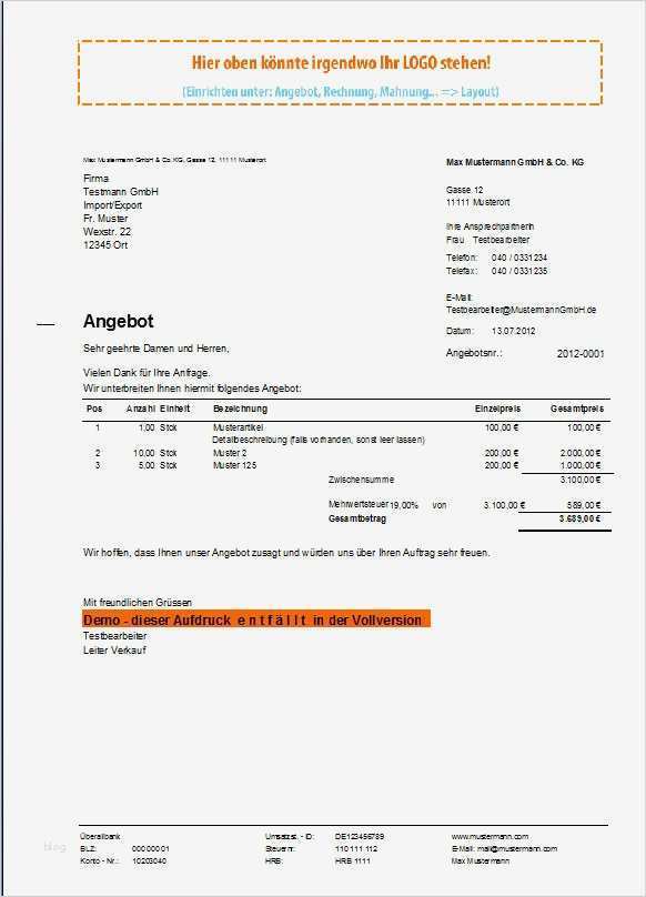Angebot Einholen Vorlage Kostenlos Beste Rechnungsprofi Angebote Erstellen Angebotspositionen