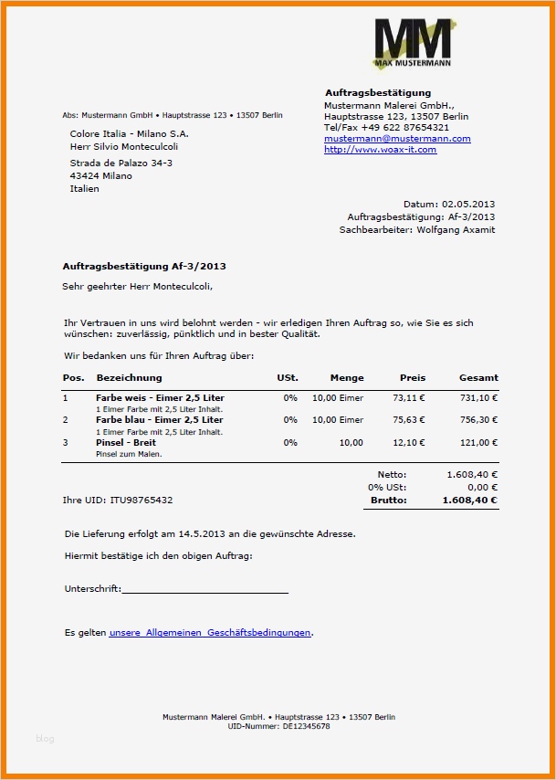 6 angebot englisch vorlage