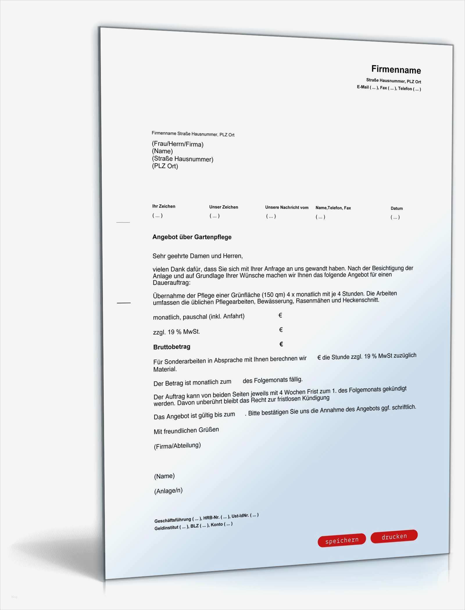 Angebot Erstellen Vorlage Genial Angebot Gartenpflegearbeiten