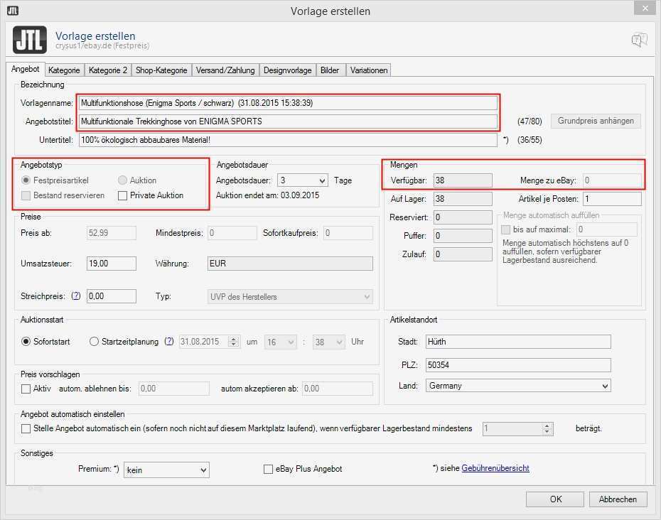 Angebot Erstellen Vorlage Luxus Ebay Angebot Erstellen – Jtl Guide
