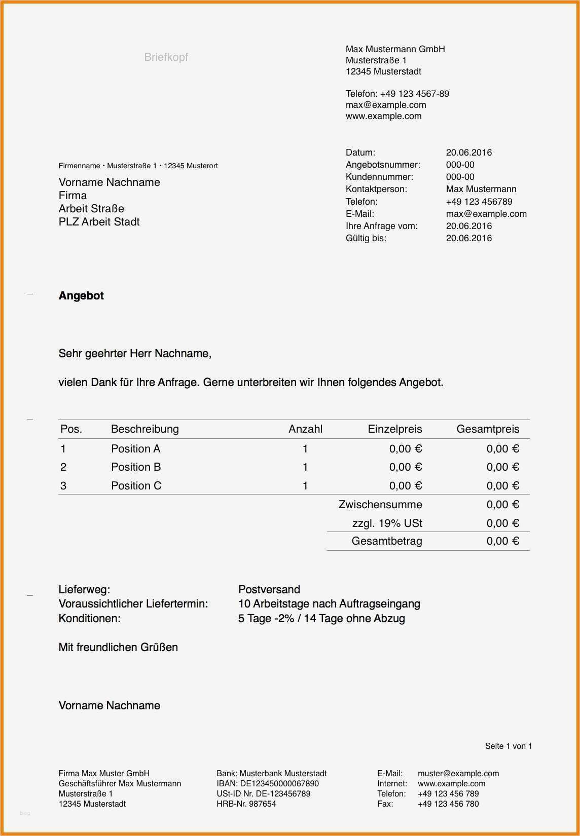 Angebot Festpreis Vorlage Erstaunlich 5 Angebot Beispiel Vorlage