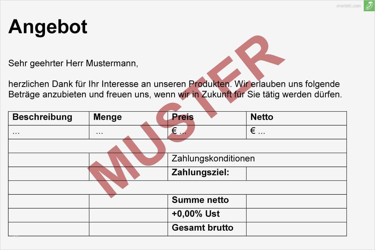 Angebot Fotograf Vorlage Fabelhaft Gratis Angebotsvorlage Herunterladen Everbill Magazin