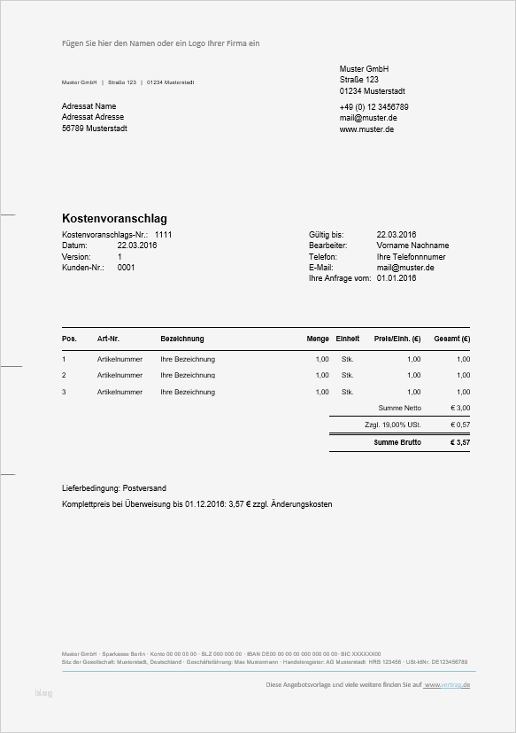 Angebot Fotograf Vorlage Schön Kostenvoranschlag Muster Archives Angebot Vorlage