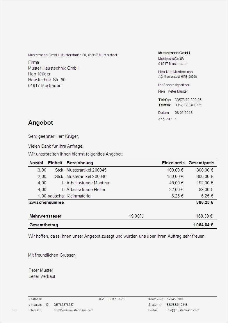 Angebot Richtig Schreiben Vorlage Neu 14 Angebot Schreiben Vorlage
