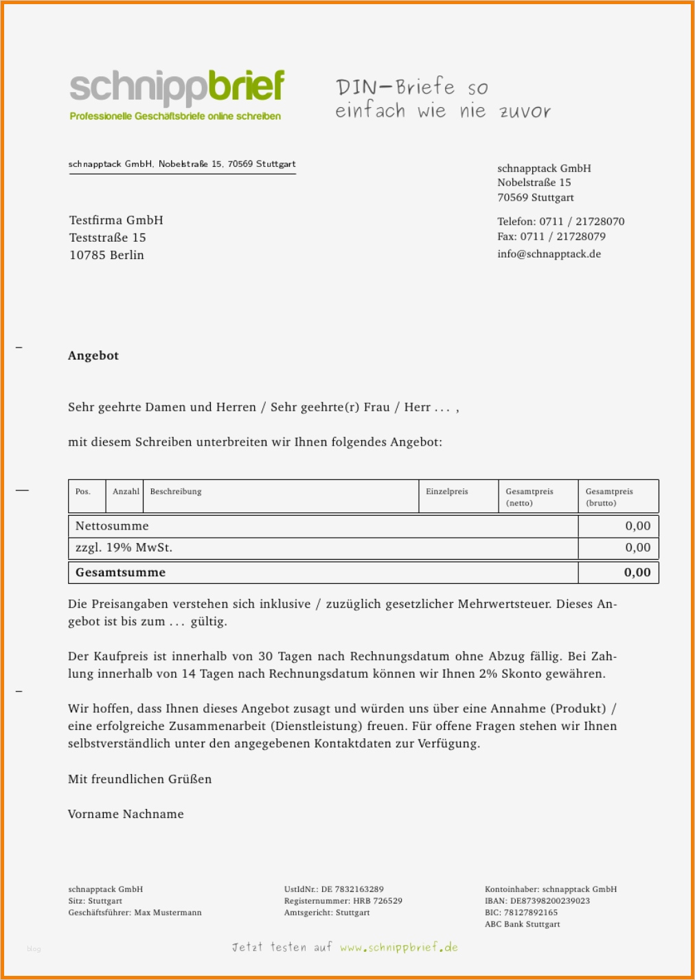 Angebot Schreiben Vorlage Wunderbar 14 Angebot Schreiben Vorlage