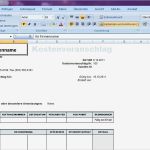 Angebot Vorlage Excel Elegant Kostenvoranschlag