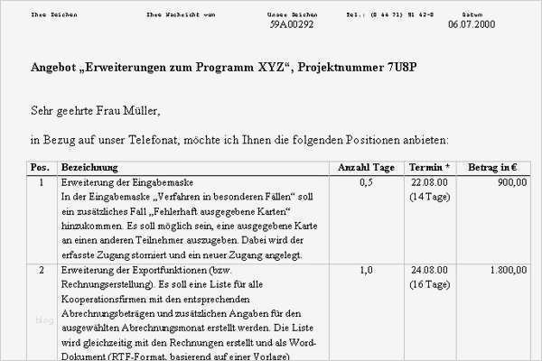 Angebot Vorlage Word Einzigartig Angebotsvorlage