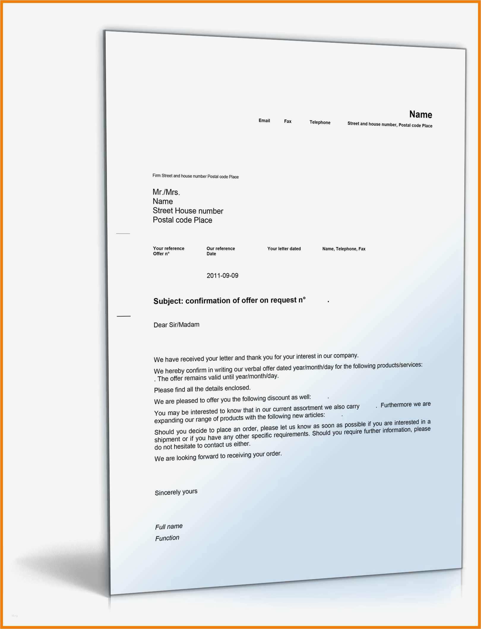 6 angebot auf englisch muster