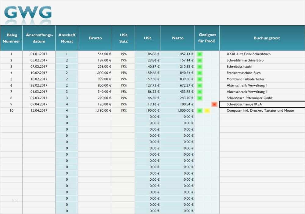 Anlagevermögen Excel Vorlage Schönste Excel Rechner Anlagevermögen Gwg – Fibu Academy