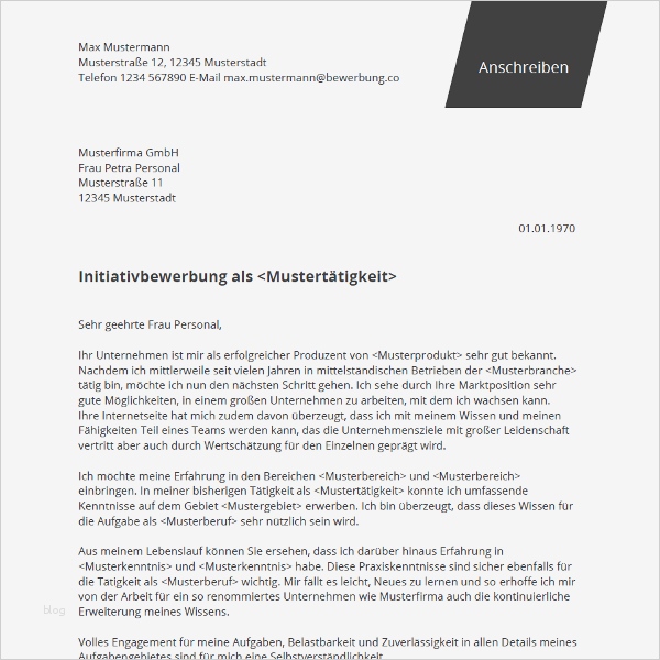 Anschreiben Bewerbung Vorlage Kostenlos Erstaunlich Initiativbewerbung Muster Bewerbung