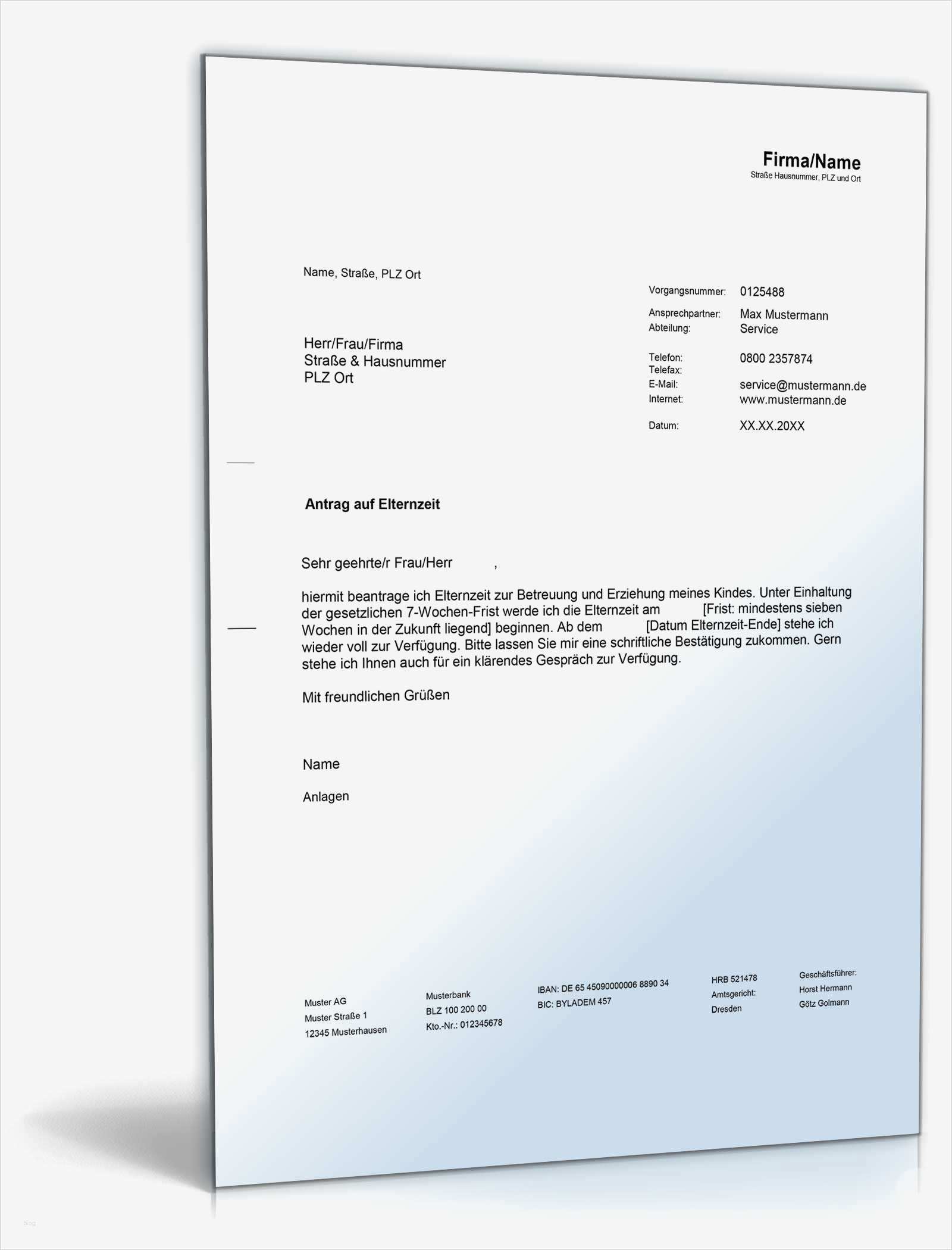 Antrag Auf Ratenzahlung Vorlage Schön Antrag Auf Elternzeit