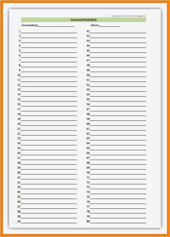 Anwesenheitsliste Vorlage Kostenlos Elegant 8 Anwesenheitsliste Vorlage