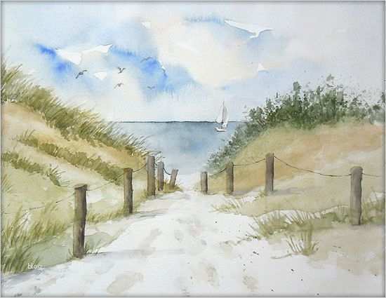 Aquarell Malen Vorlagen Einzigartig Strandweg Zur Ostsee Aquarell 24 X 30 Cm original