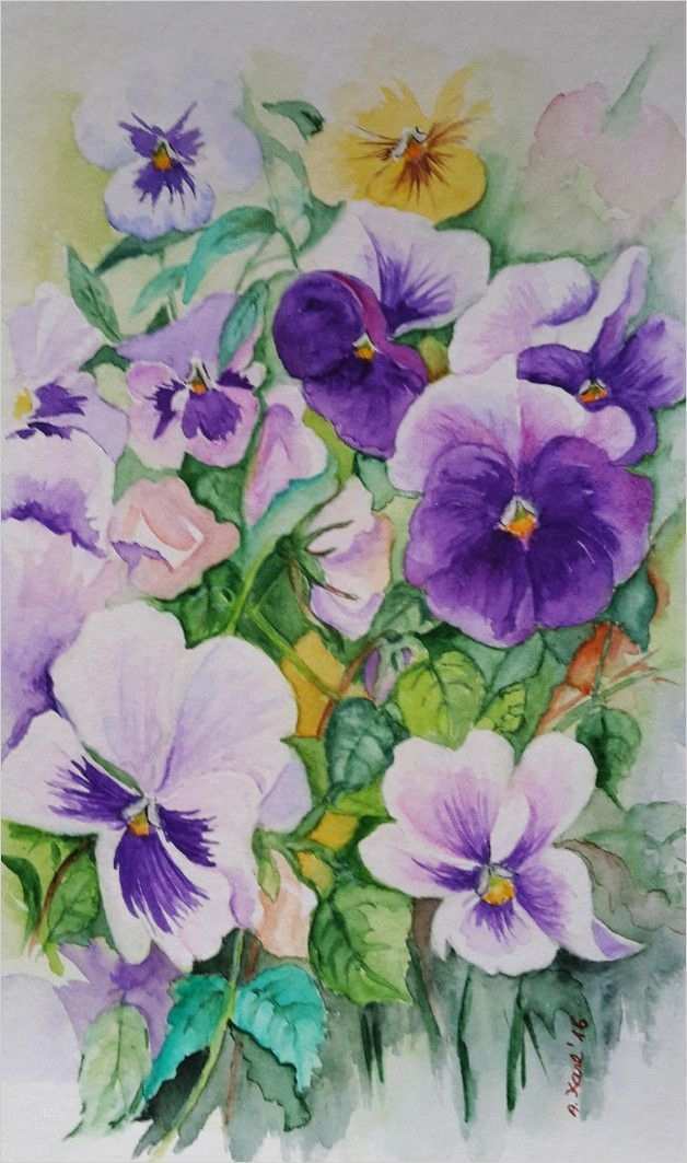 Aquarell Malen Vorlagen Erstaunlich Blumen Stiefmütterchen original Aquarell 17x24 Cm