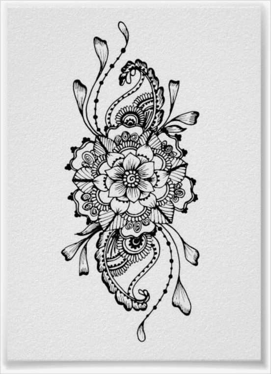Aquarell Malen Vorlagen Neu Mandala Henna Tattoo Handgemachte Aquarell Print Von