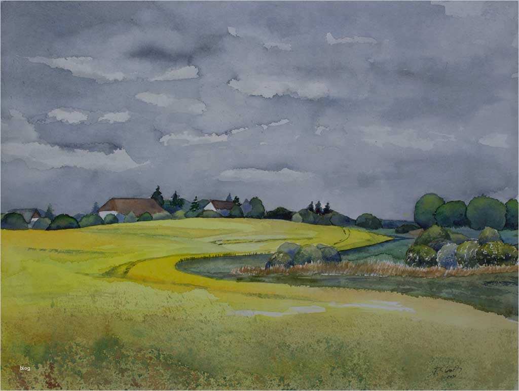 Aquarellmalerei Landschaften Vorlagen Beste Rapsblüte © Aquarell Von Frank Koebsch