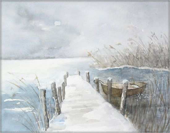 Aquarellmalerei Landschaften Vorlagen Genial Winter Am Bodden Aquarell 24 X 32 Cm original
