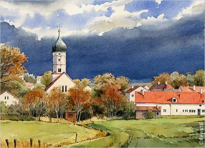 Aquarellmalerei Landschaften Vorlagen Hübsch Ernst Grillhiesl建筑风景水彩画 水彩迷