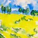 Aquarellmalerei Landschaften Vorlagen Inspiration Aquarellmalerei Tutorial Landschaft Mit Leuchtend Gelbem