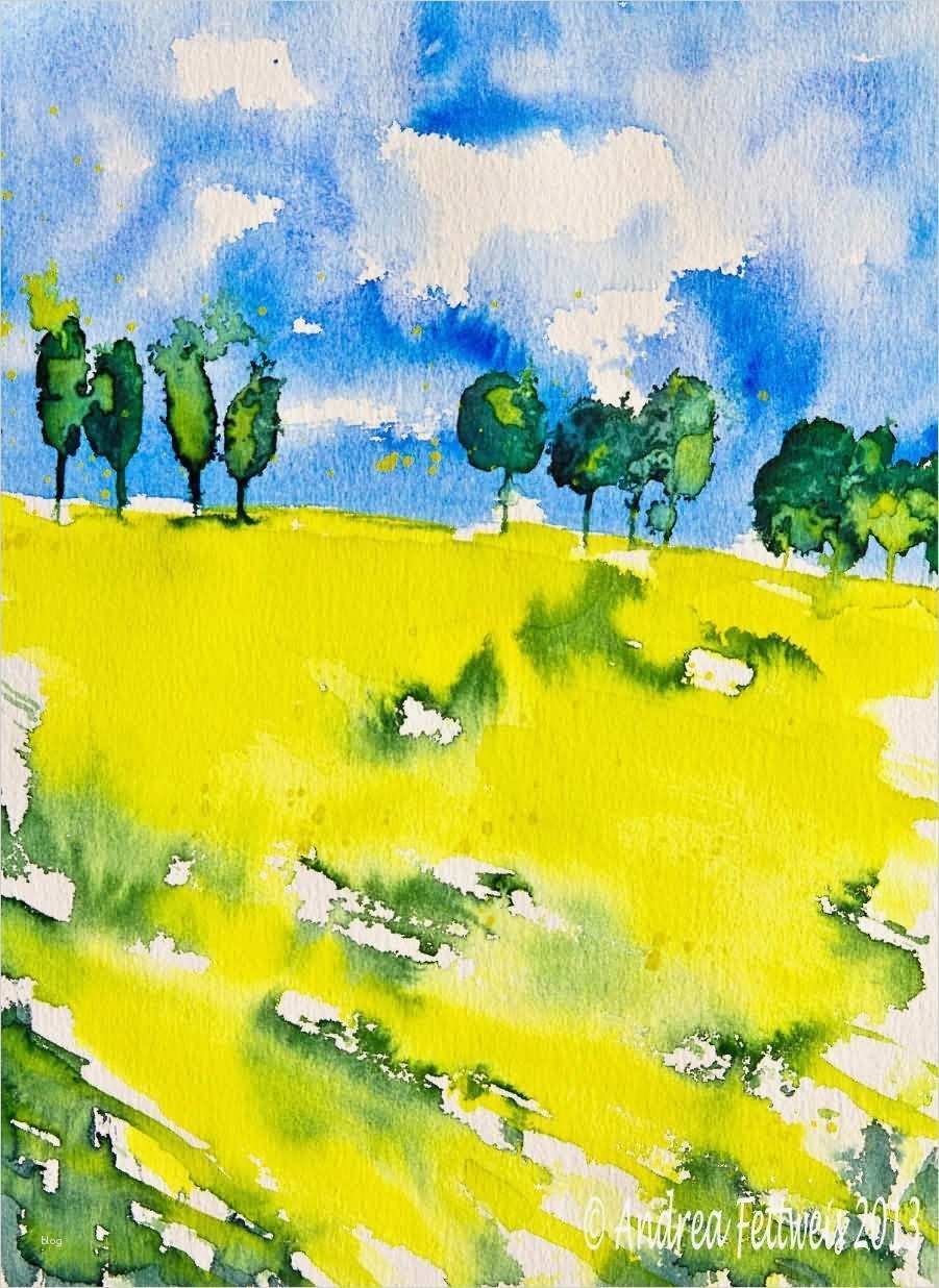 Aquarellmalerei Landschaften Vorlagen Inspiration Aquarellmalerei Tutorial Landschaft Mit Leuchtend Gelbem