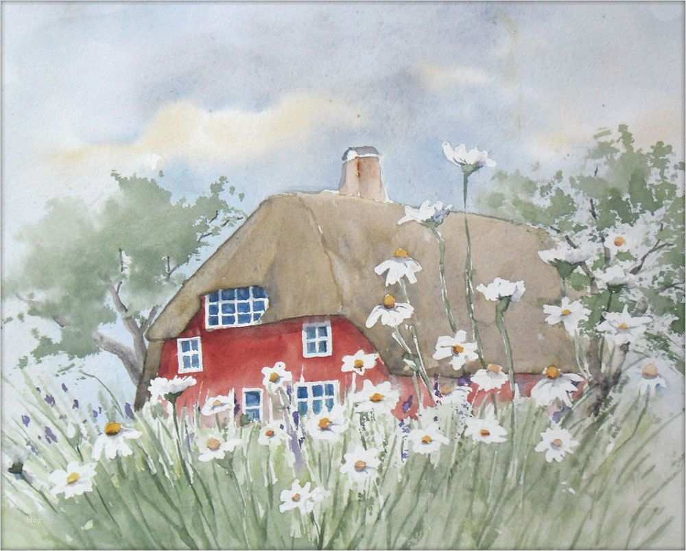 Aquarellmalerei Landschaften Vorlagen Luxus Friesenhaus Mit Bauerngarten Aquarell original 24 X