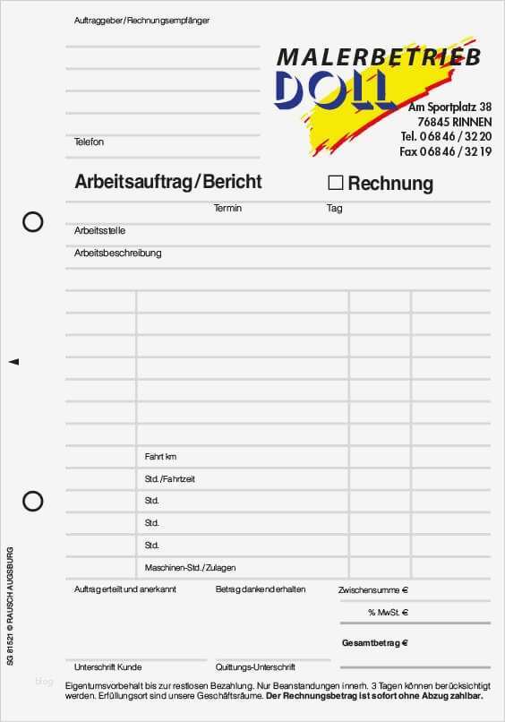 Arbeitsauftrag Kfz Vorlage Genial formular Arbeitsauftrag Auftragsformulare Mit Durchschlag